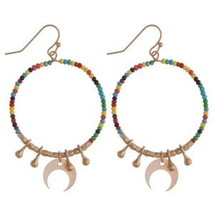 Circular drop earrings multi beads with crescent